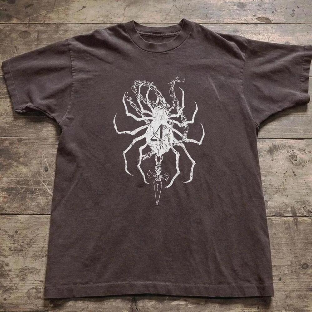 Brown 90S Graphic Tee With A Spider